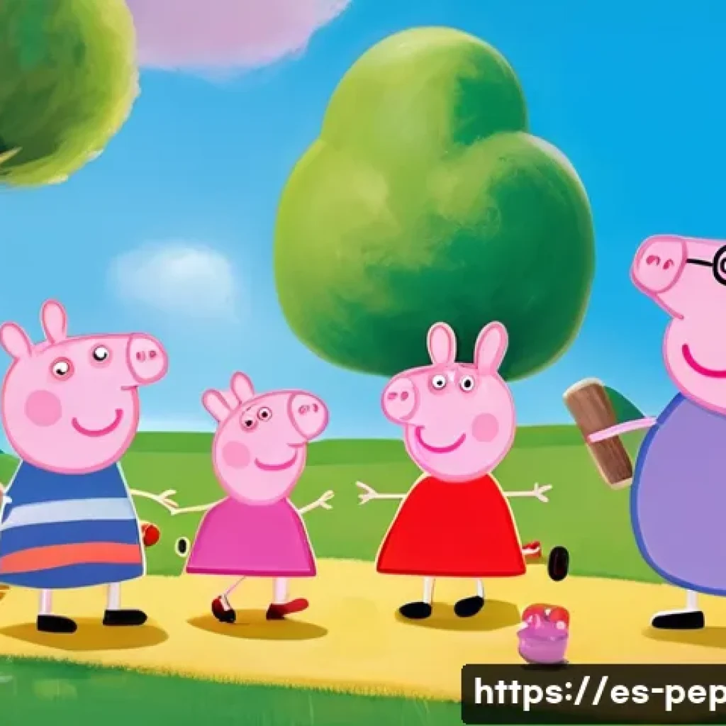 페파피그 친구들 관계도 - A vibrant and colorful scene of Peppa Pig and her friends playing together in a sunny playground set...