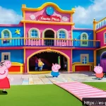 페파피그 관련 행사 및 축제 - A vibrant family event in a spacious Madrid amusement park dedicated to Peppa Pig, featuring childre...