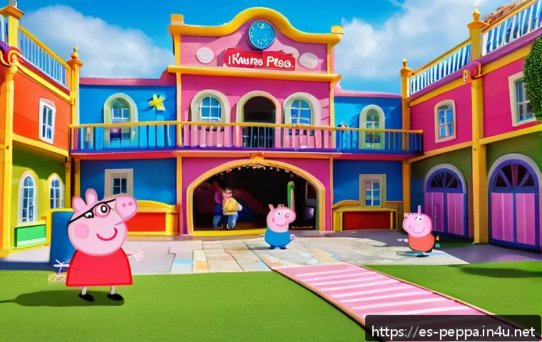 페파피그 관련 행사 및 축제 - A vibrant family event in a spacious Madrid amusement park dedicated to Peppa Pig, featuring childre...
